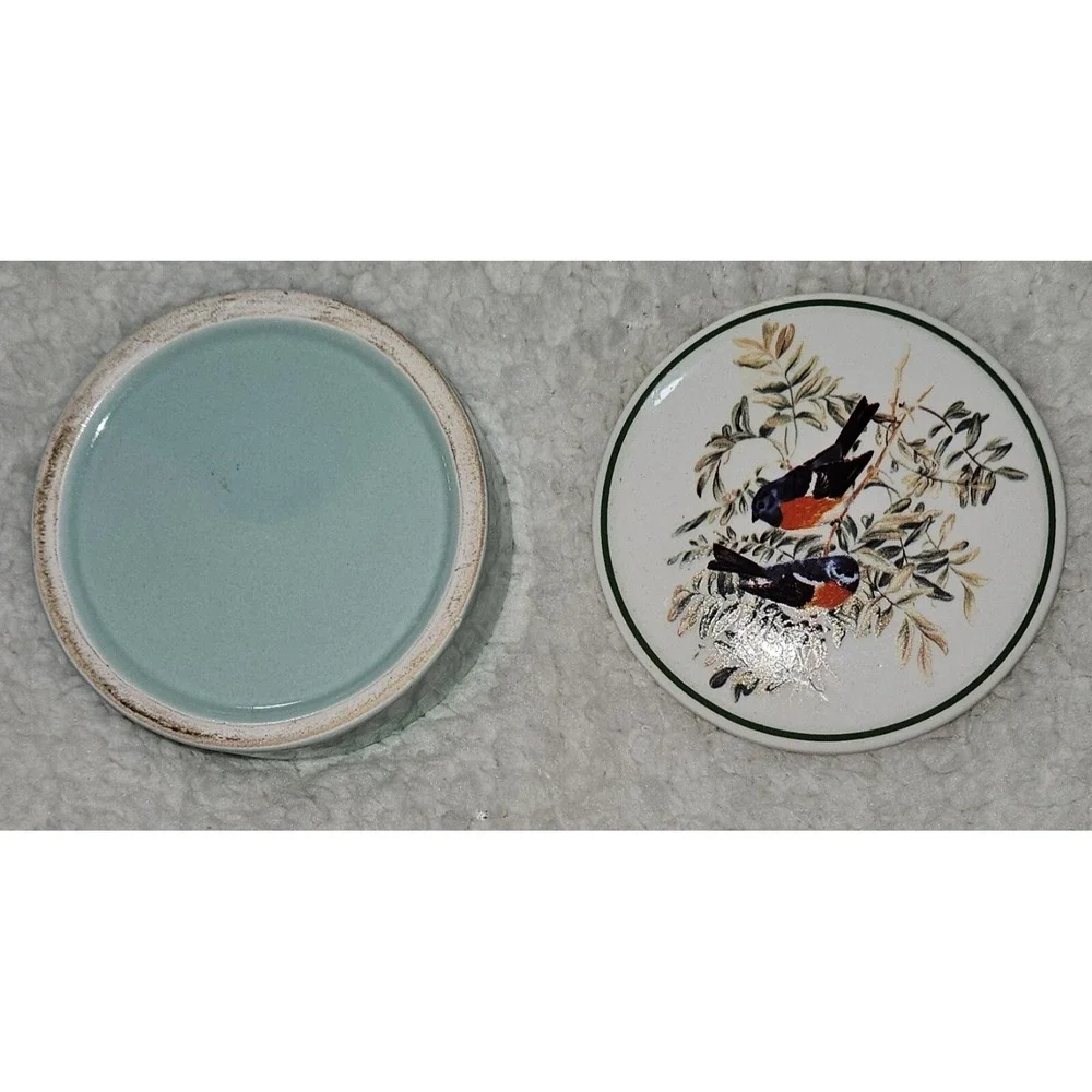 Vintage Russ Berrie Four Seasons Woodland Bird Porcelain‎ Trinket Box #25154